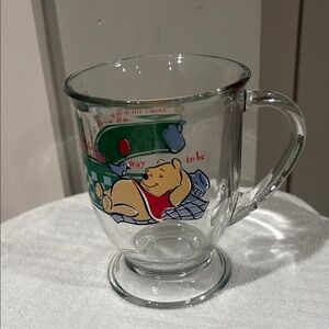 Disney Anchor Hocking Winnie The Pooh Clear Glass Mug , 16 Oz, NWOT